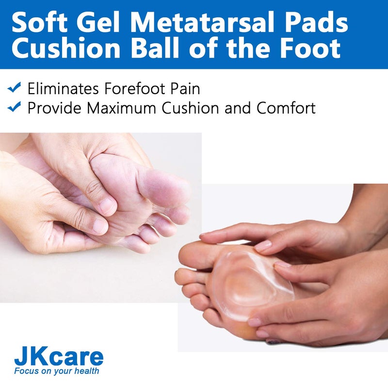 JKcare Gel Metatarsal Pads (Adhesive-Backed)  Ball of Foot Cushions  Forefoot Support for Metatarsalgia  Mortons Neuroma  Aching Feet Pain Relief- 6 Pack - Image 3